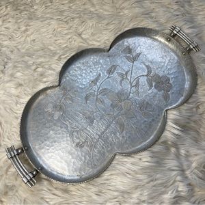 Vintage Hammered Aluminum Serving Platter Tray